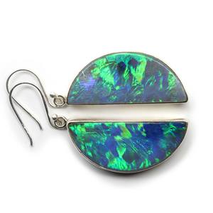 Boucles d'oreilles en argent sterling 925 Bello Synthétique Doublet Opale Gemstone Taille 34X15MM Ensemble de boucles d'oreilles - Product Image 6