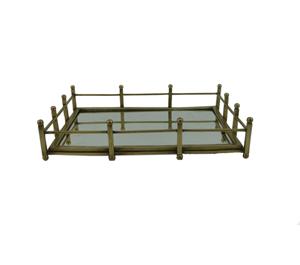 Wholesale Luxury Antique Custom Metal <b>Serving</b> Tray Fashionable Trending Design Luxury <b>Glass</b> Brass Mirror Steel Storage Display - Product Image 1