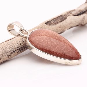 จี้หินโกลด์สโตนสีแดงคุณภาพสูงสร้อยคอหินกรวดแบบเกล็ดพร้อมสายชุบ - Product Image 5