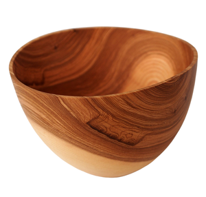 Home <b>Dinnerware</b> Wooden Salad and Food Serving Bowl Brown Color Customized Size Solid Wood Kitchen Serving Bowl - Product Image 4