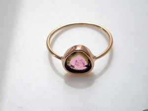 <b>Gold</b> Plated Engagement <b>Rings</b> Watermelon Tourmaline Slice Gemstone Bezel Setting eternity vermeil - Product Image 2