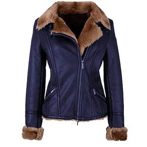 เสื้อแจ็คเก็ตหนังวัวแท้บุขนเทียมสำหรับผู้หญิง สไตล์ไฮสตรีท สีสั่งทำพิเศษ กันลม สำหรับฤดูหนาว - Product Image 4