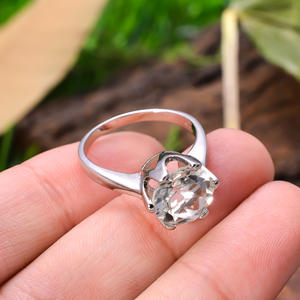 แหวนพลอยอเมทิสต์สีเขียวมิ้นต์ธรรมชาติสีเงินสเตอริ่งสำหรับ92.5ขนาด3.9กรัมทำด้วยมือ - Product Image 3