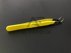 Volumen ruso 90 grados agarre de diamante amarillo pinzas de extensión de pestañas Acero inoxidable japonés con punta puntiaguda - Product Image 2