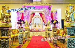 Mandap de mariage blanc en fibre de cristal, Mandap de mariage traditionnel américain en cristal blanc, Décoration unique de Mandap de mariage hindou, Malaisie, Royaume-Uni - Product Image 6