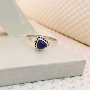 Delicado anillo de Plata de Ley 925, piedra preciosa de lapislázuli azul, joyería bonita hecha a mano con diamante, ajuste de bisel de alta calidad, directo - Product Image 2