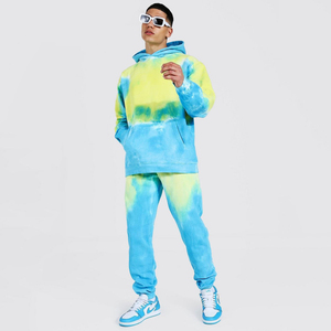 <b>Men</b> custom <b>Pink</b> Tie dye Fleece <b>hoodies</b> jogging suite with pockets for <b>Men</b> - Product Image 2