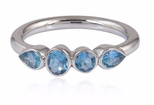 แหวนพลอยบุษราคัมสีฟ้าดีไซน์สวย925เครื่องประดับเงินสเตอร์ลิงแหวนเวอร์เมอร์ตลอดกาลส่งออก - Product Image 2