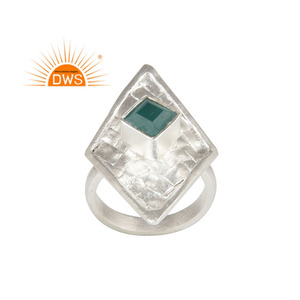 <b>Green</b> Onyx Gemstone Ring Handmade Square Shaped Sterling silver Statement Ring <b>Jewelry</b> Manufacturer - Product Image 1