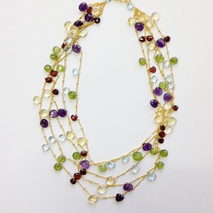 Everyday Wear 925 Sterling Silver Chapado en oro Chunky Charm Multi Cut Stone Wedding Wear Collar de cadena larga - Product Image 3