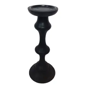 Wooden Painted Candle Holders Stand Mango Wood Black Decorative Candle Holder Set In Wedding Birthday Party Wooden Candle Holder