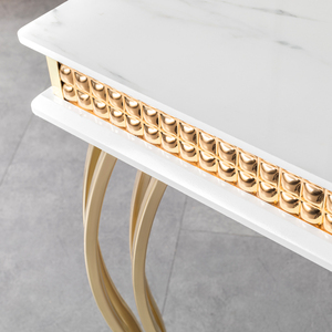 Karois — Table basse dorée en acier inoxydable, luxueuse et moderne, en pierre naturelle, meuble à manger et à café, idéal pour appartement - Product Image 4