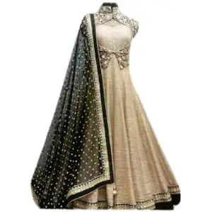 Pakaian Lantai Bordir Berat Panjang Seksi Jaring Anarkali Setelan dengan Batu Pakaian Tradisional India dengan Harga Grosir Terbaik