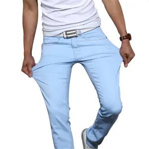 Erkek düzenli konik Fit Denim pamuk kot temel ağır iş düz bacak pantolon beş cep tasarım orijinal markalı etiketleri