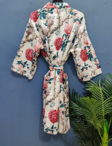 Chaquetas Casuales con Estampado Floral Acolchado Kantha Indio - Cintura Natural, Temporada de Primavera, 100% Algodón - Product Image 5