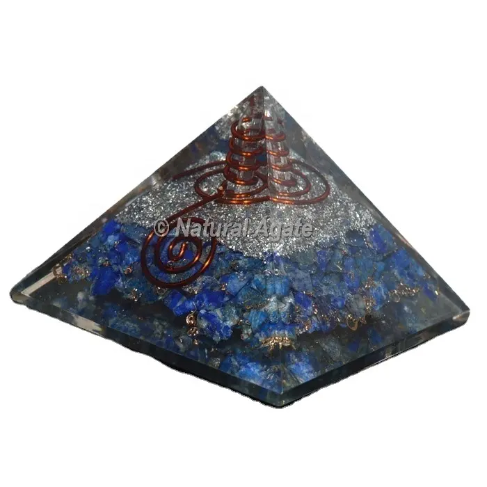 Lapis Lazuli argento ottone Orgonite piramide Multi-colore ametista gemma 60-70mm trilioni di taglio trattato termicamente gemma naturale