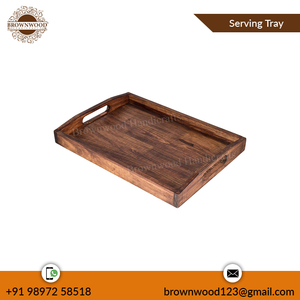 Plateau de service en bois de manguier fait à la main de couleur brûlée de qualité supérieure Design élégant du fabricant et exportateur indien à bas prix - Product Image 4