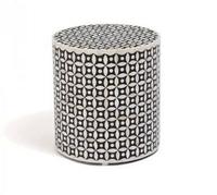 Table basse et tabouret modernes en os de chameau indien incrusté, best-seller, ronds, noir/blanc, nouvelle arrivée