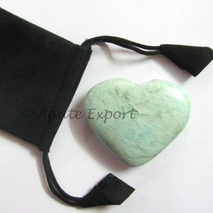 Coffret cadeau indien en pierre semi-précieuse Amazonite Puffy Heart de Agate Export - Product Image 1