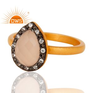 Gema Natural de Calcedonia rosa, anillo de cóctel de Plata de Ley 925, buena apariencia, regalo, joyería chapada en oro de 18k, fabricante - Product Image 2