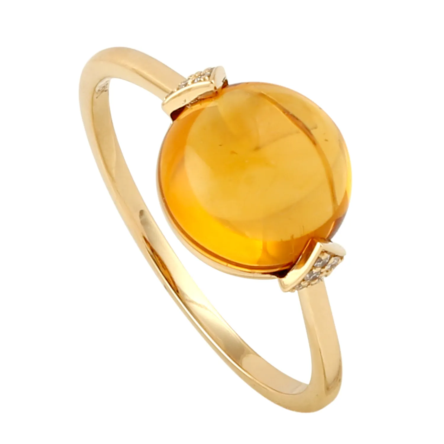 Cincin <span class=keywords><strong>Berlian</strong></span> Citrine & Pave Alami, Perhiasan Cincin Cantik Dalam 18K Kuning Emas untuk Wanita