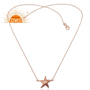 Collier pendentif poisson étoile en argent 925 plaqué or rose 14k Collier Bijoux Fournisseur en gros Collection délicate - Product Image 2