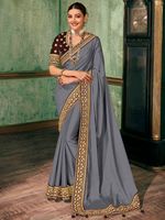 Les plus belles tenues de fête Saree en filet à broderie lourde avec chemisier Vêtements pour femmes indiennes Vente en gros à bas prix Surat ApparelGarment