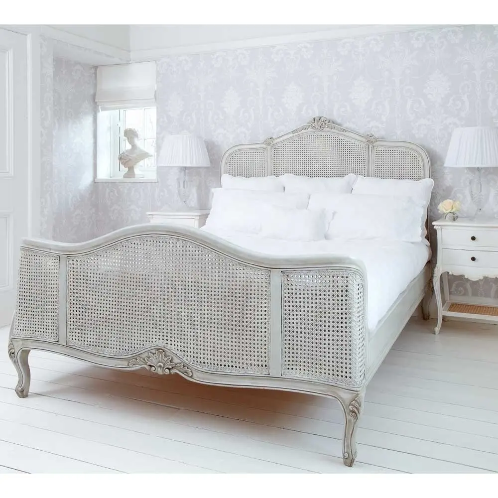 Beste Qualität Holz möbel Französisch Stil Bett mit benutzer definierten Farbe Finishing und Polster Rattan Schlafzimmer Bett rahmen