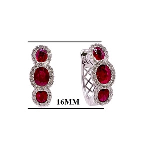 Modernos Pendientes de Aro de Oro Blanco Sólido de 18K para Mujer, Diseño Excelente para Novia, con Incrustaciones de Rubíes, Estilo Bonito, Regalo para Bodas y Fiestas - Product Image 2