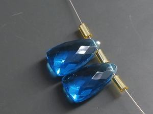 Tanzanite bleu Quartz à facettes longues trillions larme goutte verre pierre boucle d'oreille pour la fabrication de bijoux cristal Lampwork grossiste - Product Image 3