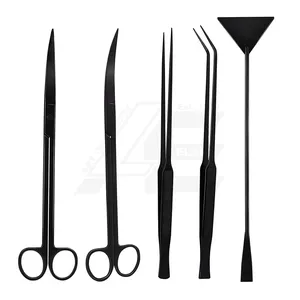 Hot bán dài 5-in-1 thép không gỉ hồ cá Công cụ Kit Fish Tank Aqua scaping cắt tỉa làm sạch dụng cụ phẫu thuật cơ sở - Product Image 1