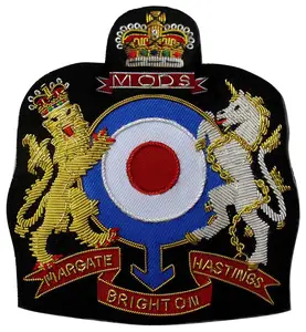 Insignia personalizable del fabricante para chaqueta redonda, cresta bordada en oro hecha a mano, tela para coser, lentejuelas para cresta familiar - Product Image 1