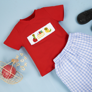 Adorabile Bookworm Boy Set corto 100% cotone abbigliamento estivo per bambini ODM ragazze Mix tessuto all'ingrosso da Vietnam BB1122 - Product Image 2