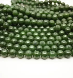 100% natural gemstone beads string 10mm green jade beads necklace