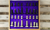 Échiquier de luxe en bois et pierre fait à la main en Inde avec des pièces en marbre, jeu d'échecs international avec boîte, échiquier en marbre