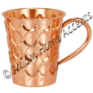 Tasse de mulet de moscou en cuivre pur, avec poignée en laiton, diamant et martelé, finition Antique par axion pour la maison - Product Image 2