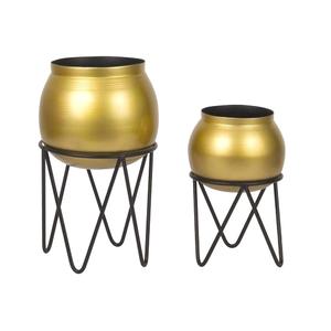 Jardinière en métal doré pour balcon et jardin, Pots de fleurs modernes pour galerie, jardinière en métal, nouveauté - Product Image 1
