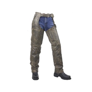 Pantalon en cuir de moto américain fait à la main Style Cowboy Pantalon en cuir suédé Chap Hommes Western Suede - Product Image 1