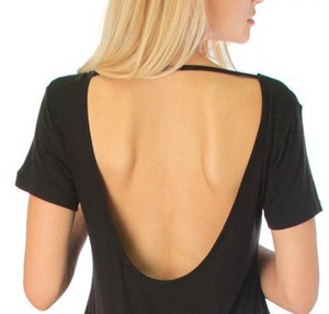 Mujeres Deep Open back T Shirt señoras nuevos diseños de espalda camisetas de manga larga última moda con material de tela transpirable - Product Image 3