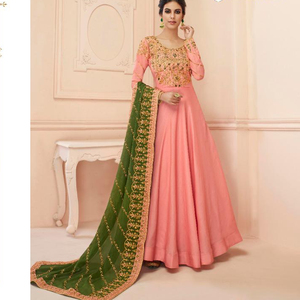 Costume kameez en soie avec pierres brodées pour femme, nouvelle tendance, vêtement pour femmes, indien et pakistan, bas prix - Product Image 1