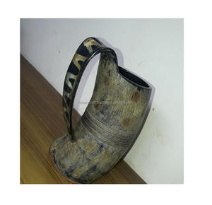 Taza de cuerno de Navidad hecha a mano Natural de estilo vikingo pulida con diseño de Animal náutico artesanía natural única vajilla para beber - Product Image 4