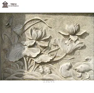 Alívio de parede de mármore, flor branca estilo ocidental para decoração