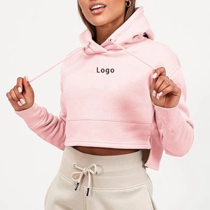 เสื้อสเวตเตอร์มีฮู้ดผ้าฝ้ายแบบครอปสำหรับผู้หญิง,เสื้อฮู้ดแบบตัดพิมพ์โลโก้ได้ตามต้องการ - Product Image 5