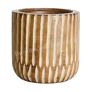 Jarrón de madera de mango hecho a mano de diseño de lujo moderno, jarrón de mesa para decoración del hogar para sala de estar a precio competitivo de la India - Product Image 1