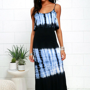 2022เดรสชายหาดแขนกุดมัดย้อมแขนกุดสไตล์วินเทจของผู้หญิงชุดเดรสยาวถึงพื้นแบบทอตามธรรมชาติ - Product Image 1