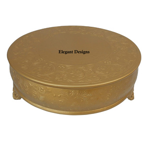 Présentoir à gâteau en métal plaqué or populaire Fait à la main Présentoir à gâteau de créateur Forme ronde Vente en gros Luxueux Présentoir à gâteau en métal - Product Image 4