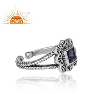 Newly Arrived Natural Iolite Gemstone <b>Ring</b> <b>Indian</b> Antique Sterling Silver 925 <b>Ring</b> Jewelry Wholesale - Product Image 3