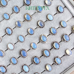 Bagues en opale et strass, larges et épaisses, en cristal, bijoux pour femmes, vente en gros, tailles US assorties 5-11 - Product Image 3