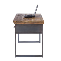 Bureau de travail commercial moderne en bois massif, pliable et convertible, avec étagères de rangement à 2 niveaux et bureaux informatiques, modèle Blue Ocean