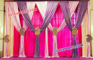 Mehndi Stage Backdrop <b>Curtains</b> & <b>Panel</b> Royal Wedding Elegant Backdrop <b>Curtains</b> Designer Wedding Stage Backdrop Decoration - Product Image 2